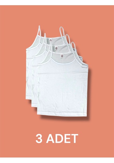 Ekonomik İnce Askılı Kız Çocuk Pamuklu Atlet 3'lü Paket Beyaz