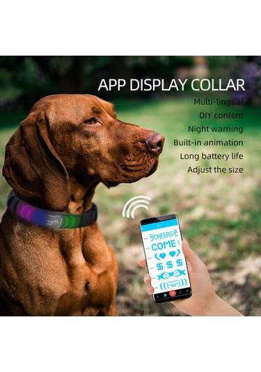 Geeroyoo Bluetooth Bağlantılı, App Kontrollü, Şarj Edilebilir Köpek Tasması, 4 Renkli Işık Ve 8 Mod Seçeneği Siyah