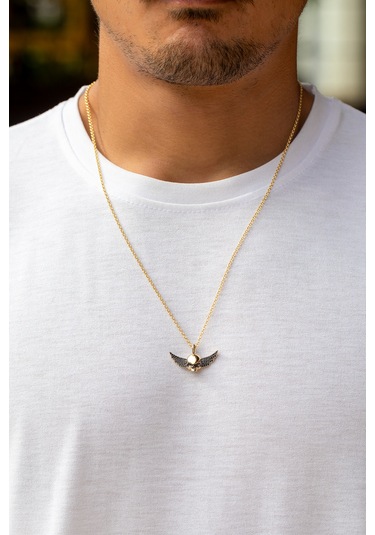 Uşaklıhafız 14 Ayar Altın Kanatlı Kafatası Figürlü Kolye 30 Mm 18 Mm