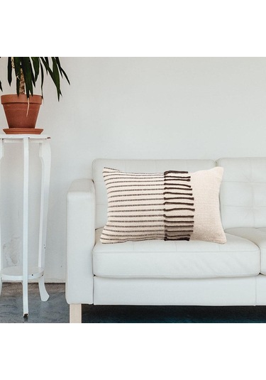 Suntek Magideal Boho Pamuk Makrome Yastık Örtüsü Dekoratif Minder Beyaz-30x50cm