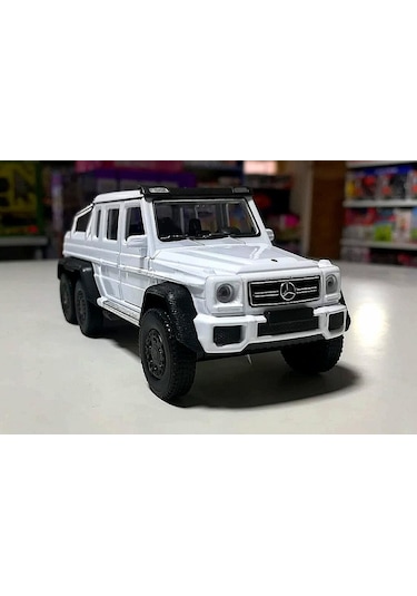 Mercedes 6x6 1/36 Ölçek Beyaz Diecast Çek Bırak Metal Model Araba