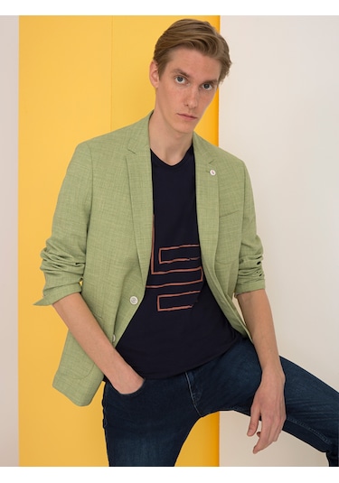 Cacharel Fıstık Yeşili Ex. Slim Fit Ceket Yesıl