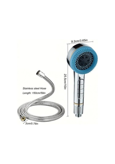 Fastbuy Dream011 2 Adet Gümüş Çiçek Duşu Hortumu İle El Tipi Sprey Seti - Silikon Masaj Paneli Diğer