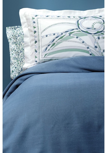 Yataş Retro Çift Kişilik Bambu Pike Takımı - İndigo