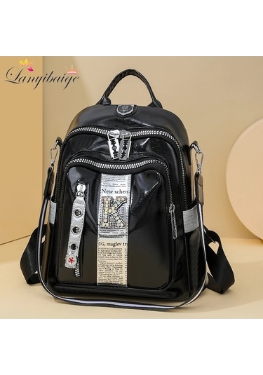 Jl Tasarımcı Çok Fonksiyonlu Sırt Çantaları Kadın Moda Anti So Siyah