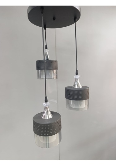 3 Lü Füme Çift Cam Lüx Sarkıt SİYAH 1.MODEL