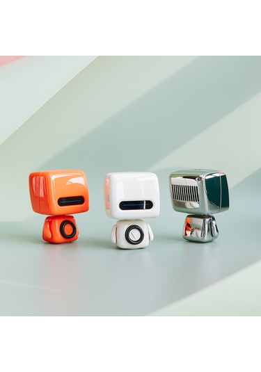 Vkemall Robot Şekilli Bluetooth Hoparlör, Taşınabilir Mini Müzik Çalar, 8 Saat Çalışma Süresi, 8m Bluetooth Mesafesi, Gizli Gösterge Işığı, Gümüş Renk