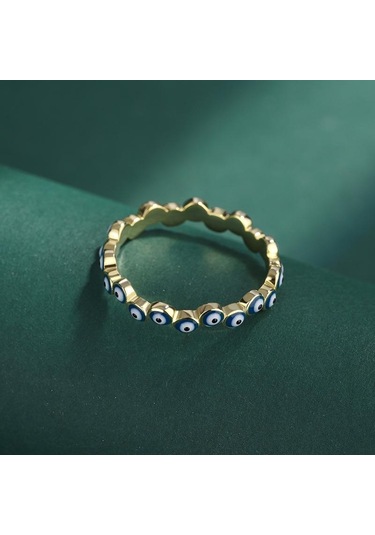 Altın Yaratıcı Safir Göz Yuvarlak Tam Elmas Kristal Çift Yüzük Kadınlar Için Emaye Mavi Gümüş Düğün Hediyesi Takı