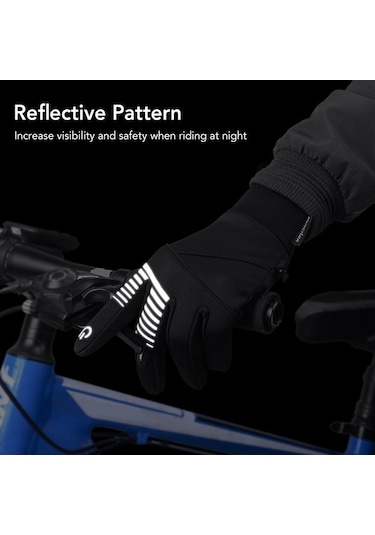 Pazly Rüzgar Geçirmez Kışlık Bisiklet Eldiveni, Sıcak Dokunmatik Ekranlı Eldivenler