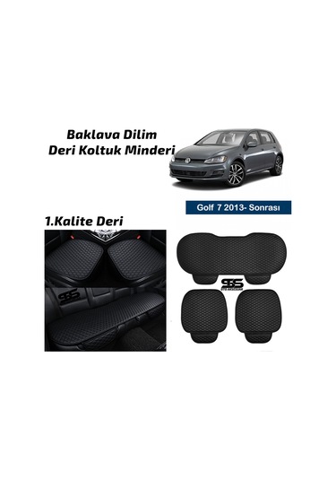 Volkswagen Golf 7 2013 Sonrası Siyah Deri Oto Koltuk Minderleri