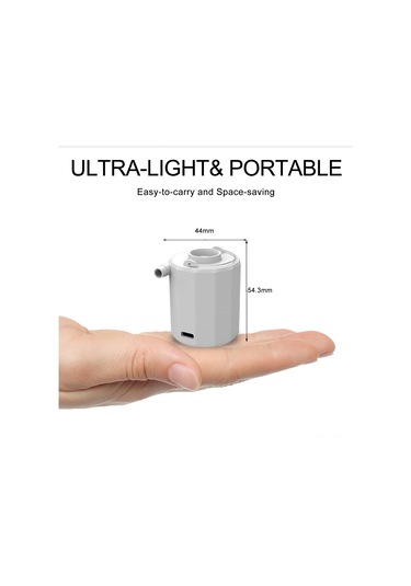 Mufunye Beyaz Mini Elektrikli Hava Pompa, 3 Işık Modu Hafif/parlak/sos , Usb Şarjlı, 3.5kpa Basınç, 180l/dak Hız, Dış Mekan Kullanıma Uygun