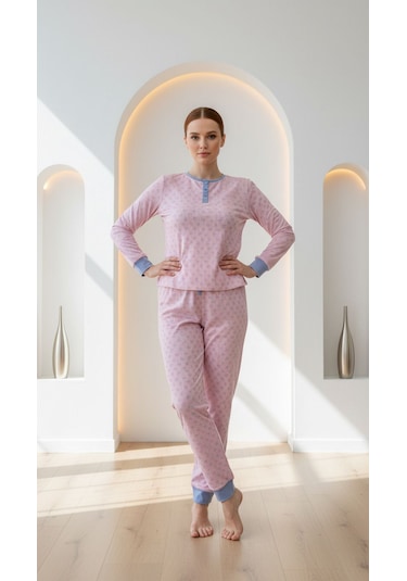 Divinus Ayıcık Desenli Patlı Pembe Kadın Pijama Takımı Pembe