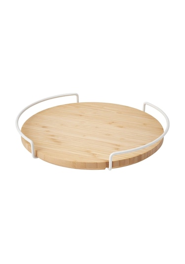 Dönen Tabla, Bambu, 28 Cm Açık Gri