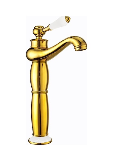 Fause Yüksek Çanak Rustik Lavabo Bataryası Vintage Altın Ksl100-G