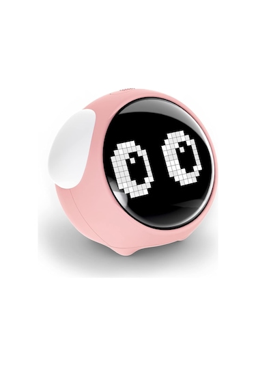 Sanon Çalar Saat, Sıcaklık Ve İfade Göstergeli Dijital Çalar Saat, Erkek Ve Kız Çocuklar İçin Erteleme Modlu Başucu Saati Pembe Çok Renkli