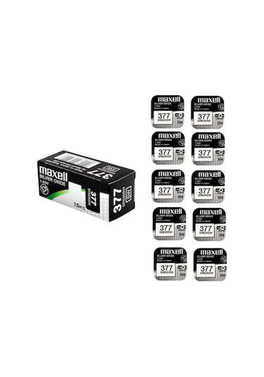 Maxell 377 SR626SW 1.55V Gümüş Oksitli Saat Pili 10'lu