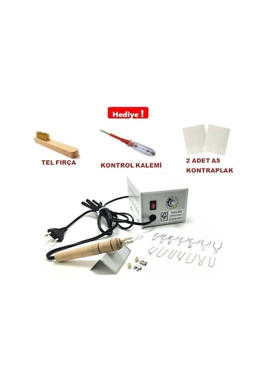 Gauss Ahşap Yakma Dağlama Makinesi 16 Adet Uç 5 Adet A4 Kavak Kontraplaklı Set