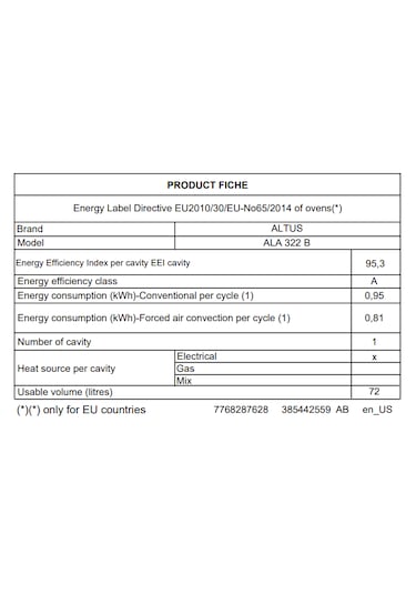 Altus Ala 322 B T3412 Ankastre Fırın