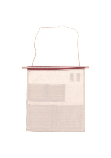 Suntek Pamuk Keten Kapı Duvar Asılı Saklama Çantası Ev Düzenleyici 4 Cepli Kırmızı Çok Renkli