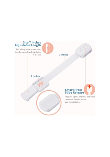 Kosona Çocuk Güvenlik Çekmecik Kilitleri, Plastik-abs Malzeme, Kolay Kullanım, 230mm, 6 Adet, Beyaz, Çekmece-dolap Kapıları Beyaz