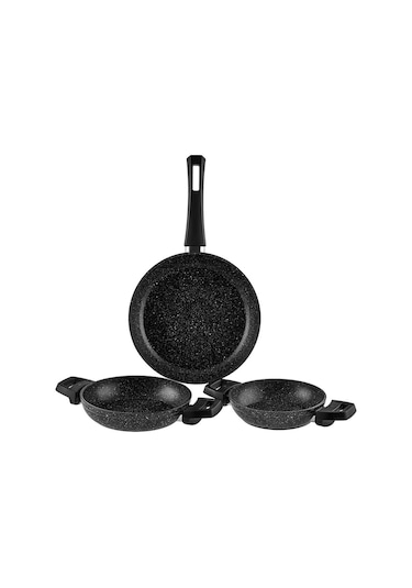 Karaca  Biogranit Dide 3'lü Tava Sahan Seti Siyah