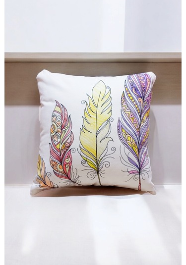 Modern Tarz Dijital Baskılı 4 Lü Dekoratif Kırlent Kılıfı Seti 43x43 Cm Şık Ve Renkli Tasarımlar Beyaz