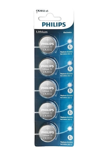 Philips Cr2032 3.0v Lityum Düğme Pil 5 Li Cr2032p5-01b