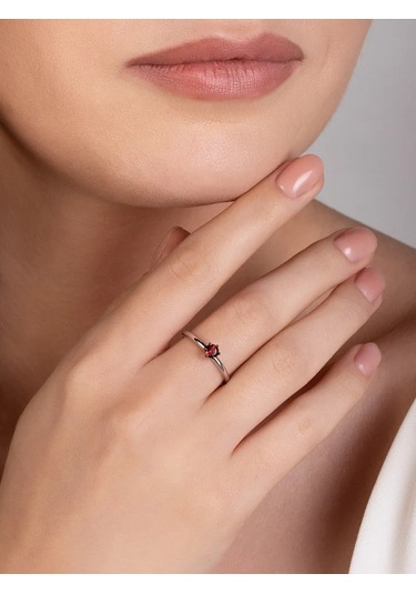 Uvelirnye Tradicii 925 Ayar Gümüşten Doğal Grenat Taşlı Yüzük 159916808 Gri