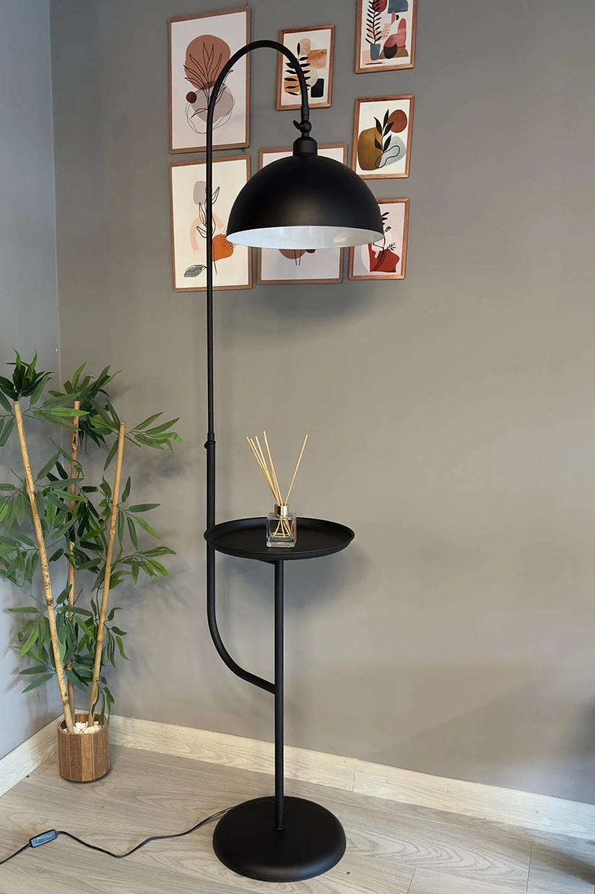 Siyah Lambader Hareketli Başlık Sehpalı Modern Dekoratif Metal Oturma Odası Çalışma Odası Siyah