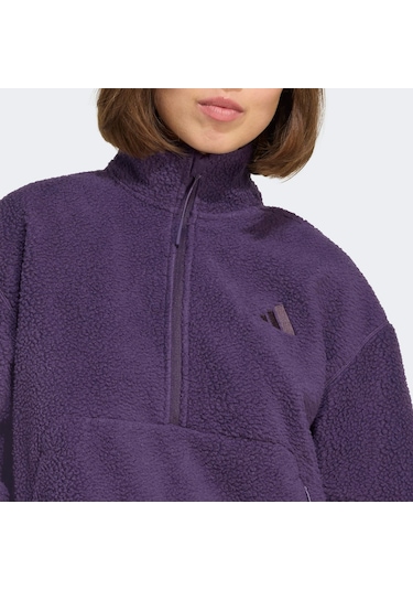 Adidas City Tech High Pile Fleece Half Zip Kadın Mor Polar Jv7137 Mor