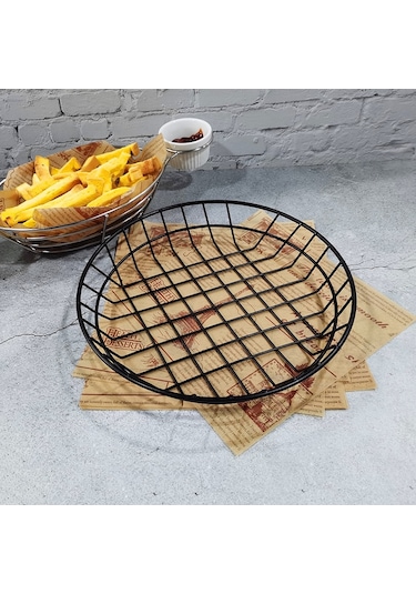 Sones Dövme Demir Meyve Taşınabilir Depolama Sepeti Ekmek Patates Kızartması Kızarmış Atıştırmalıklar Taşınabilir Sepet Büyük Yuvarlak Tel Diğer