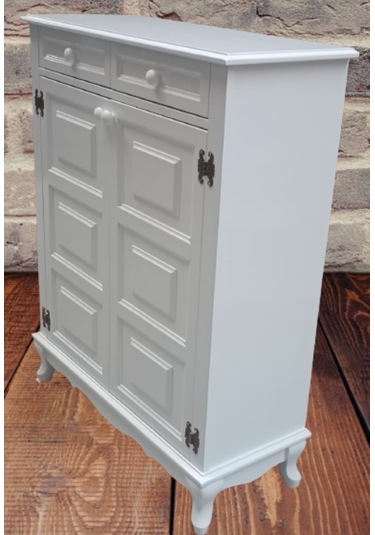 Bengi Ayakkabılık Kareli Çok Amaç Model Parlak Beyaz 2 Kapaklı