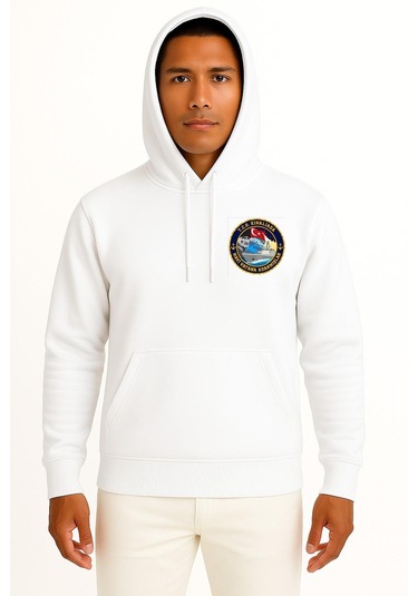 Kapüşonlu F514 Tcg Kınalıada Cep Ve Sırt Tasarımlı Unisex Sweatshirt Beyaz