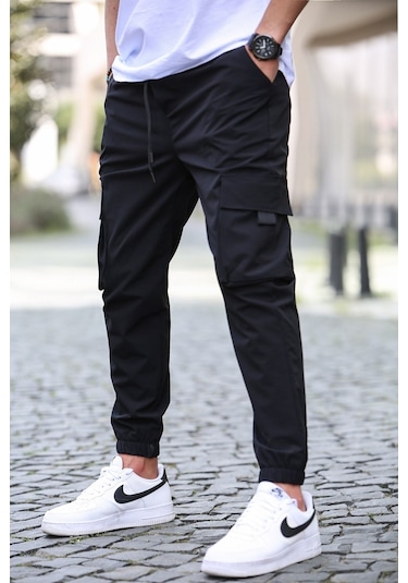 Madmext Siyah Kargo Cep Erkek Jogger Pantolon 5461-siyah Siyah