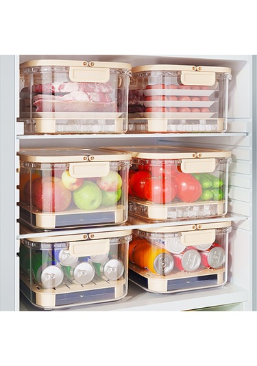 Dianziye Yiyecek Dereceli Stackable Buzdolabı Depolama Kutusu, Su Filtreleme Tabanlı Taze Saklama, Yeşil Sebze-meyve-et Organizatörü Yeşil