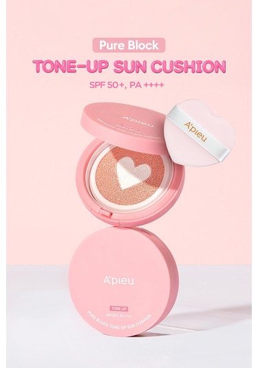 Ton Eşitleyici Pembe Bazlı Güneş Koruyucu Cushion A'pıeu Pure Block Tone-up Sun Cushion Spf50+pa++++