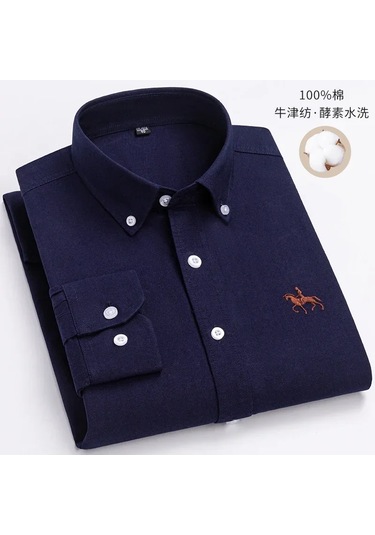 Dval2024 Erkek Pamuklu Çiçek Desenli Uzun Kollu Gömlek - Rahat At İşlemeli Modellerblack Black