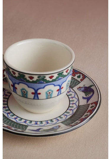 Karaca  x Ömür Akkor İznik Çini Kahve Fincanı ve Tabağı 90 ml