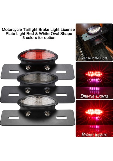 Youtek Motorsiklet Led Stop Lambası Toplamı - 12v 19 Ledli Ipx66 Su Geçirmez Kırmızı Beyaz Işık Siyah Metal Abs Kc664