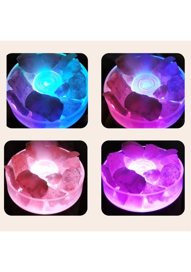 Honmex Pembe Kristal Tuz Taşı Içeren Ev Ofis Kullanıma Uygun Renkli Led Işıklı Hava Temizleyici Nemlendirici