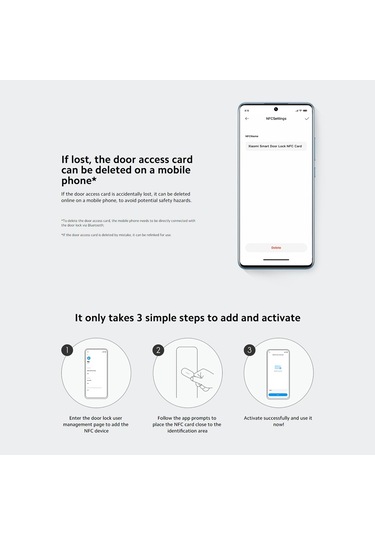 Sones Xiaomi Akıllı Kapı Kilidi Nfc Kart Global Sürümü