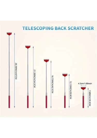Cordial Kırmızı Metal Telekopik Sırt Kaşıyıcı - Yetişkinler İçin Hediye Ve Masaj Aleti Kırmızı