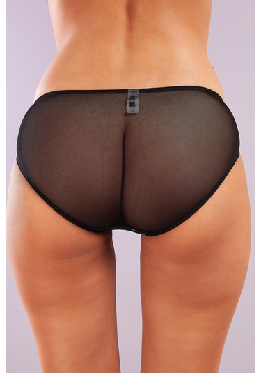 Golshan Galiana Mini Slip, Kadın Tül Transparan Siyah Külot Çok Renkli