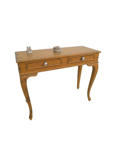 Masifart Latus 100 Cm Hardal Eskitme Dresuar Çekmeceli Makyaj  Mas Kahverengi