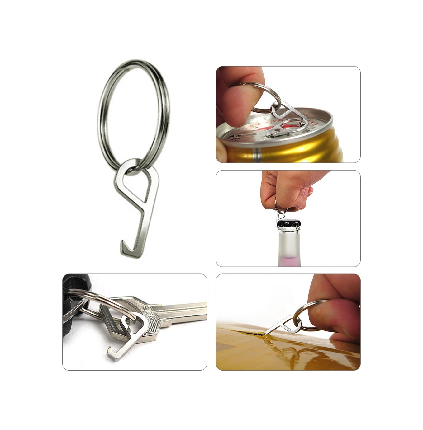 Dianziye Çelik Anahtar Zinciri İle Ultra Hafif Çok Fonksiyonlu Edc Şişe Açıcı - 3-3.5g Dayanıklı Açma Aracı