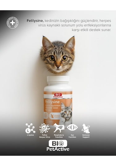 Bio Petactive Göz ve Sistemini Destekleyen Lizin Tablet Kedi Vitamini