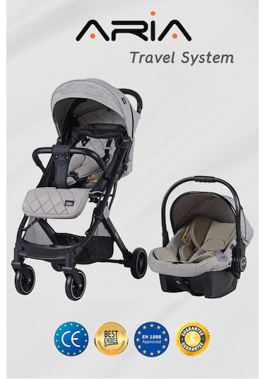 Prego Aria Tek Elle Katlanır Kabin Boy Travel Sistem Bebek Arabası