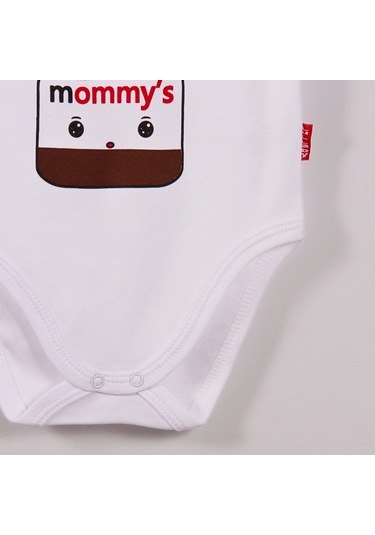 Yeni Doğan 3-12 Ay Mommy's Çikolata Askılı Unisex Body Beyaz Beyaz