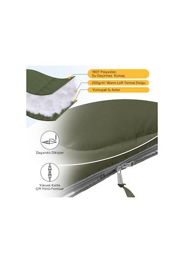 Kingcamp Oasis 250 Ultralight Uyku Tulumu Olive Sol F. Yeşil