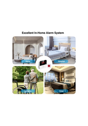 Hangfox Yaşlılar İçin Tuya Sos Acil Çağrı Sistemi - 1 Alıcı + 2 Buton, Wifi Uyarı, Sesli İpucu, Akıllı Hayat App Uyumlu 2.4ghz Wi-fi